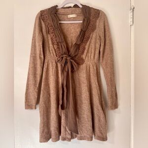 Altar'd State Brown Sweater with Floral Lace